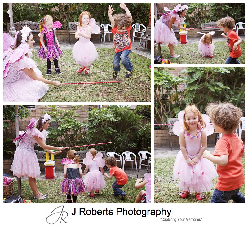 Playing limbo at childs birthday party - sydney party photography